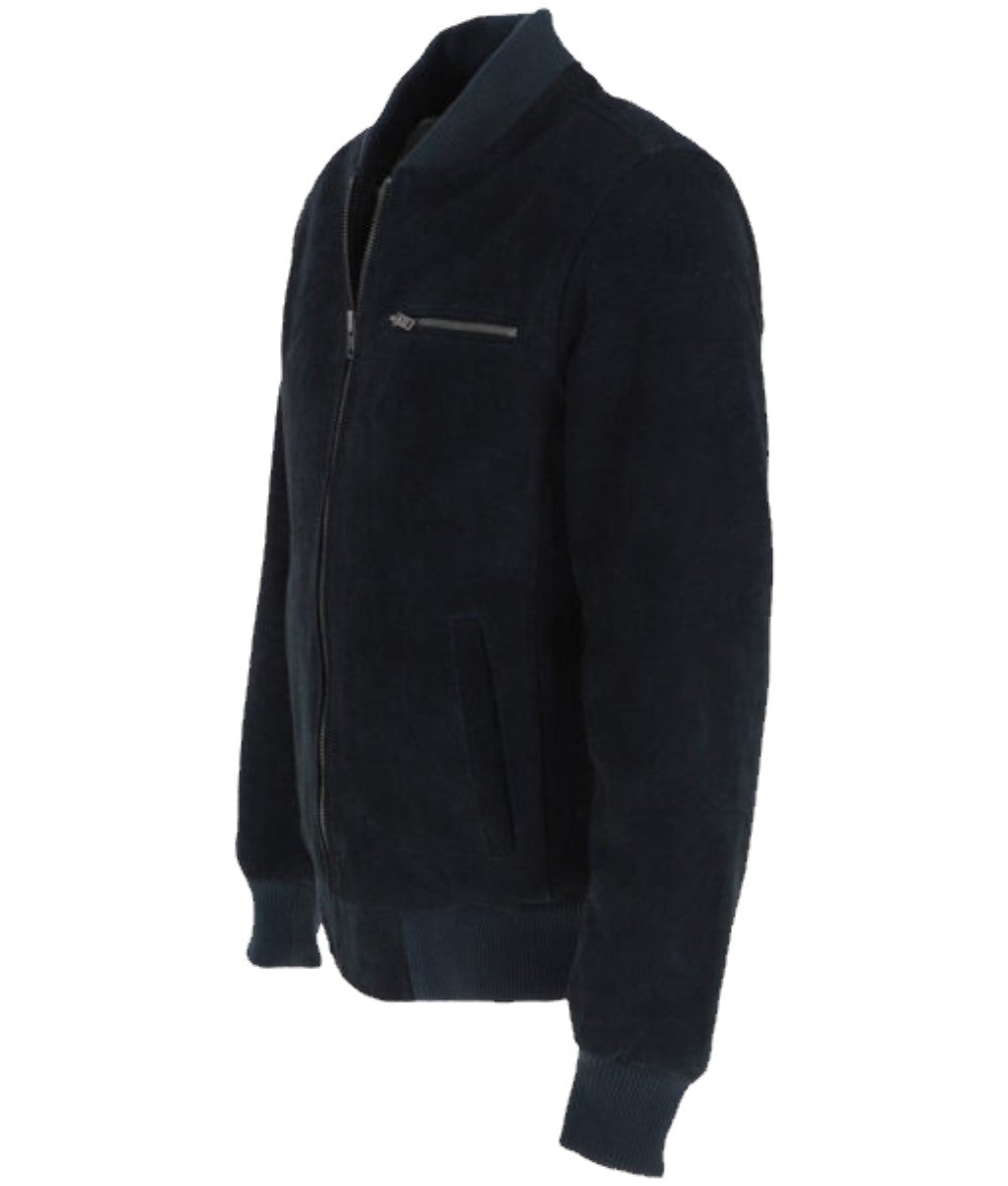 Navy Blue Maverick Suede Jacket