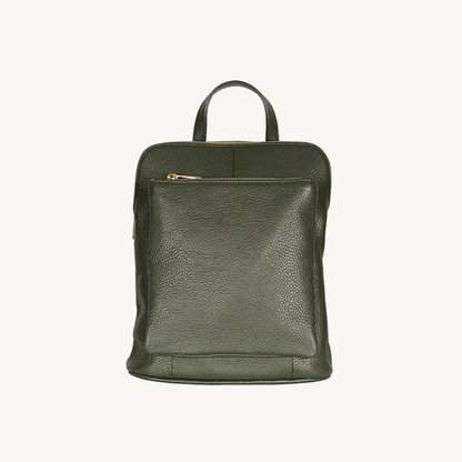 Olive Green Versatile Leather Backpack