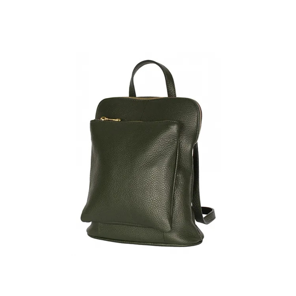 Olive Green Versatile Leather Backpack