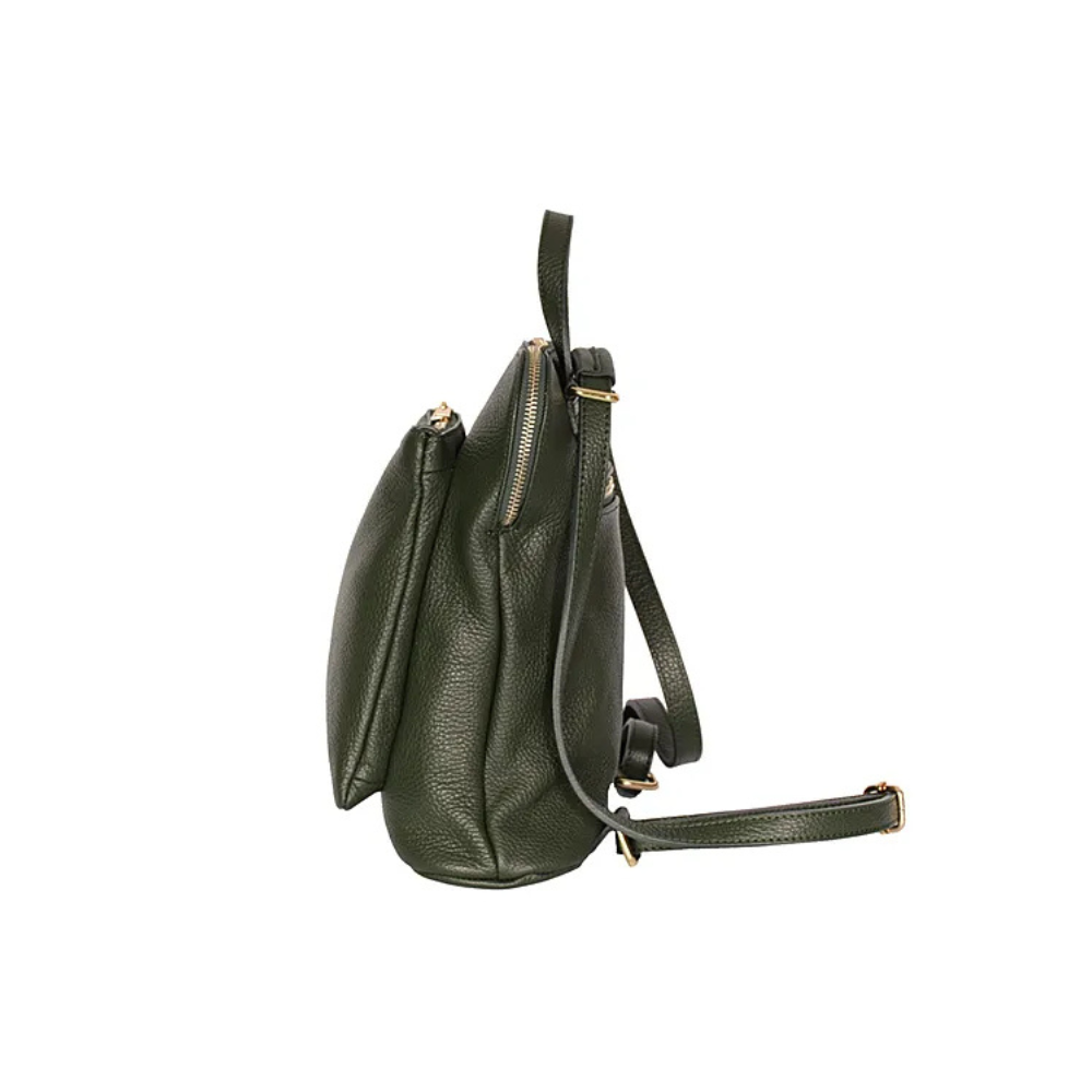 Olive Green Versatile Leather Backpack