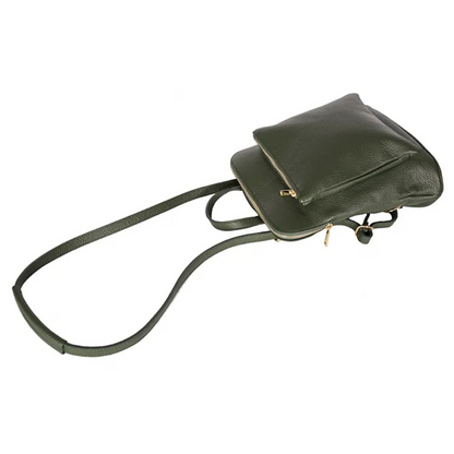 Olive Green Versatile Leather Backpack