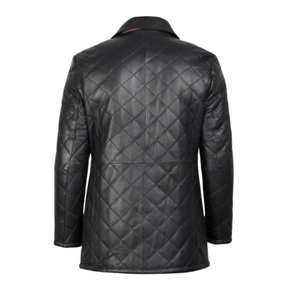 Quilted Black Leather Coat