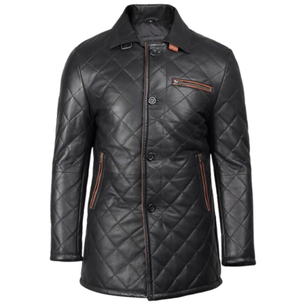 Quilted Black Leather Coat