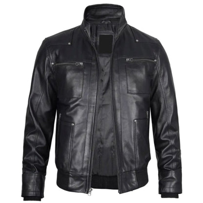 Rugged Black Hoodie Bomber Jacket