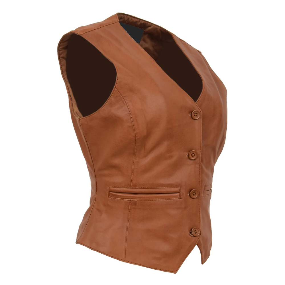 Tan Brown Dusk Charm Leather Vest