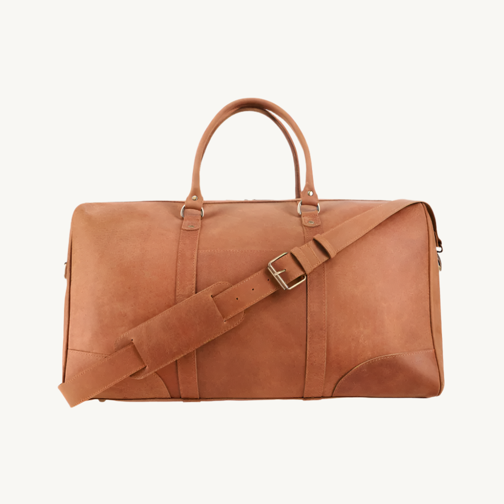 Tan Brown Leather Duffle