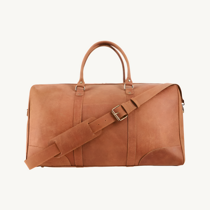 Tan Brown Leather Duffle