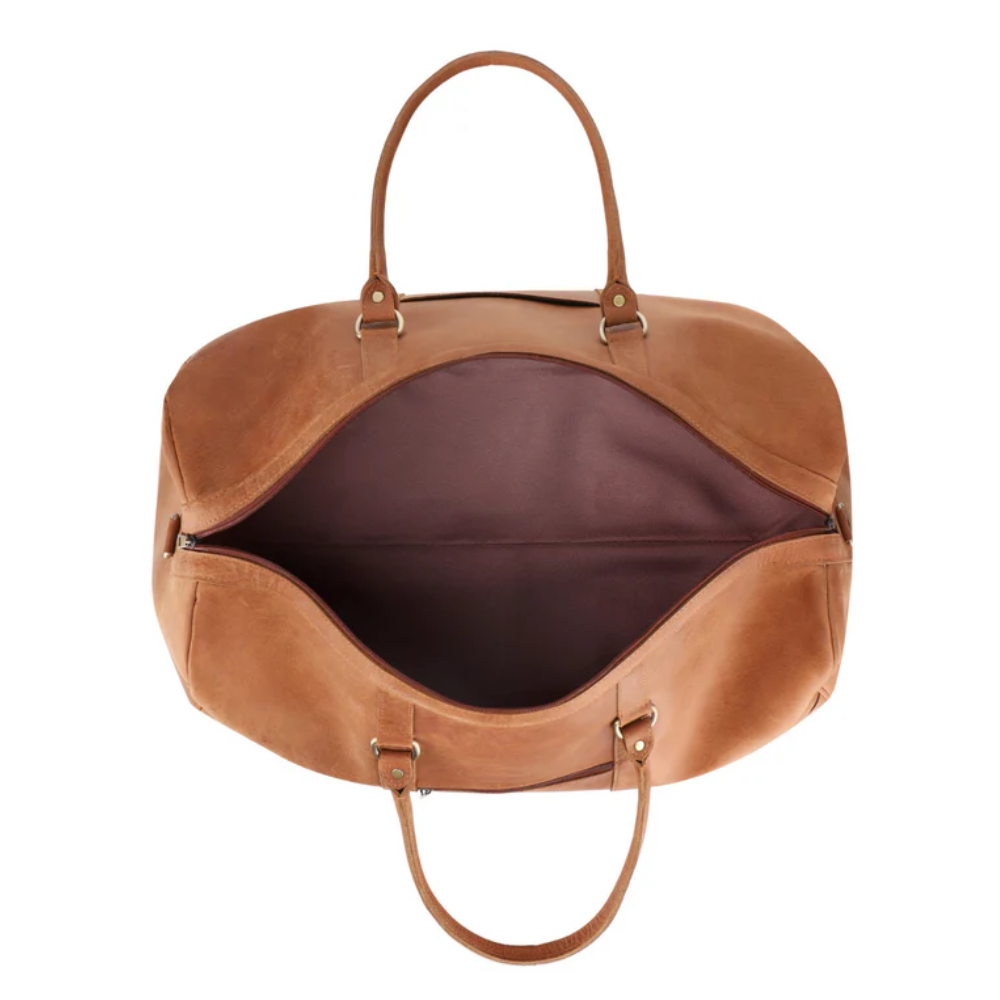 Tan Brown Leather Duffle