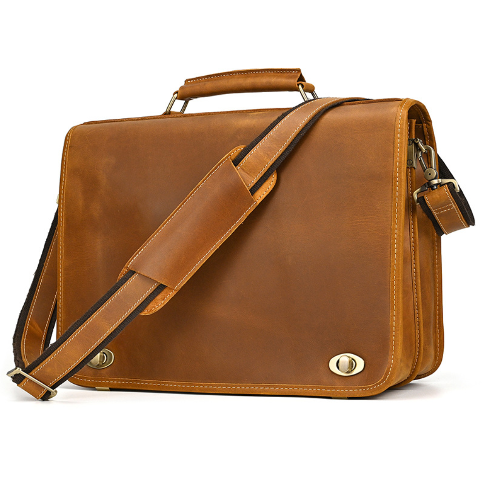 Tan Classicist Leather Briefcase