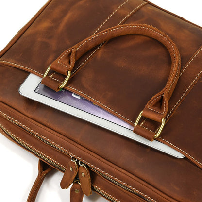 Tan Quasar Leather Briefcase
