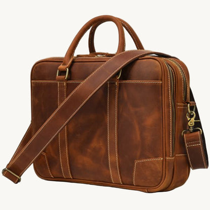 Tan Quasar Leather Briefcase