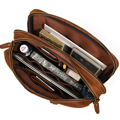 Tan Quasar Leather Briefcase