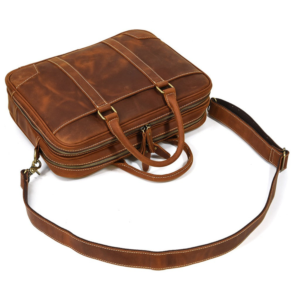 Tan Quasar Leather Briefcase