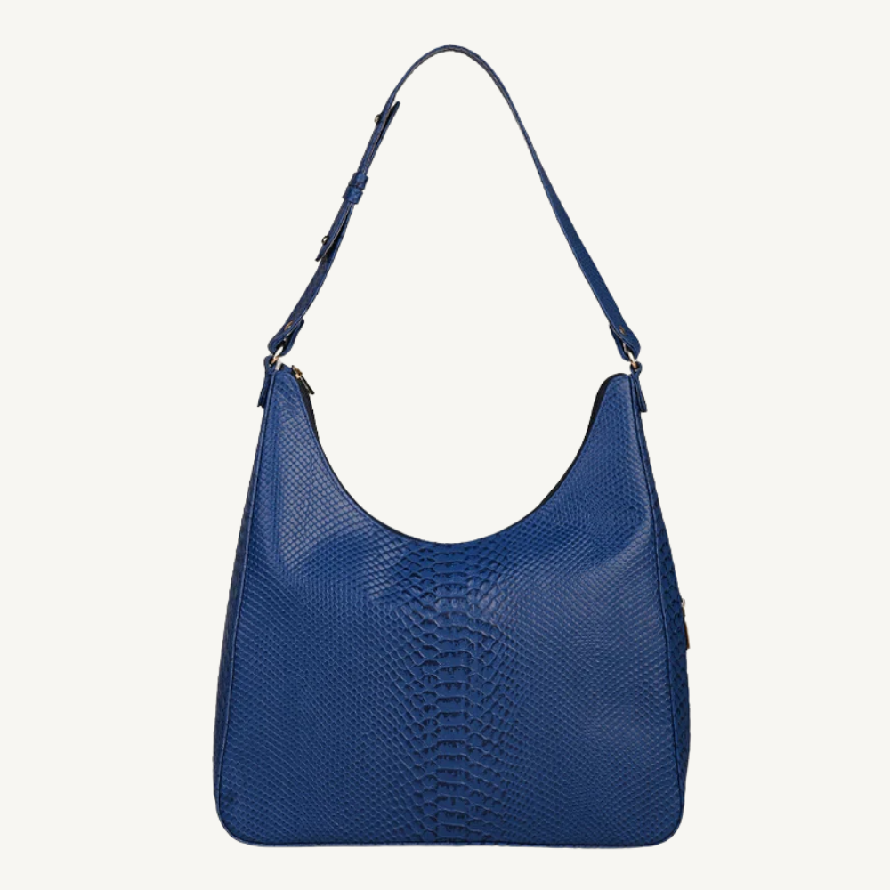 The Blue Textured Leather Hobo Bag