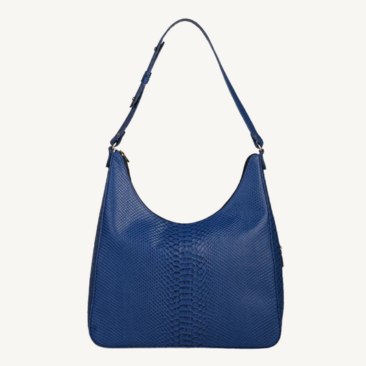 The Blue Textured Leather Hobo Bag