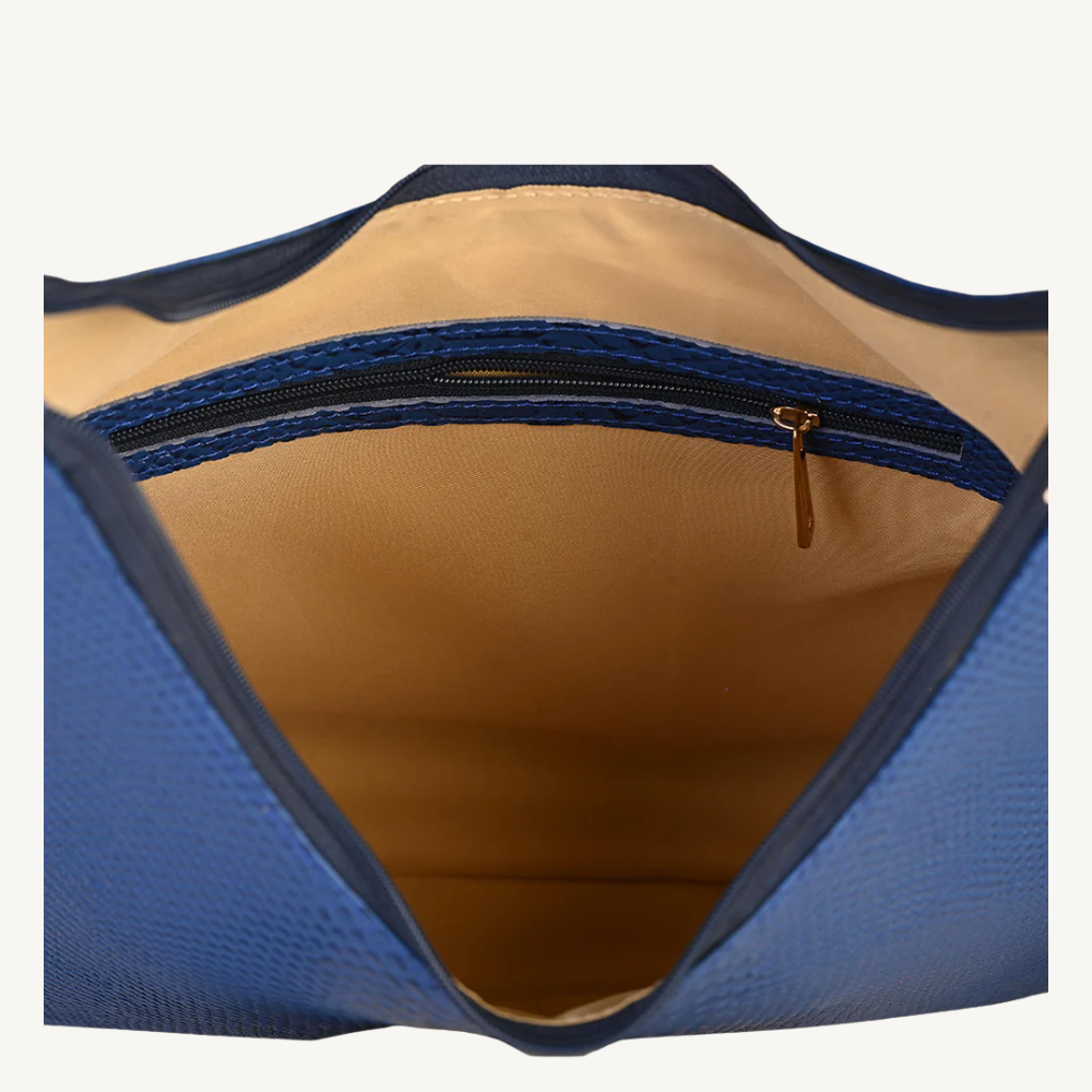 The Blue Textured Leather Hobo Bag