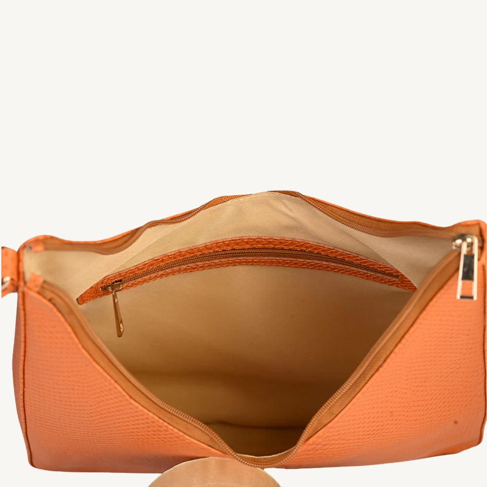 The Orange Textured Leather Hobo Bag