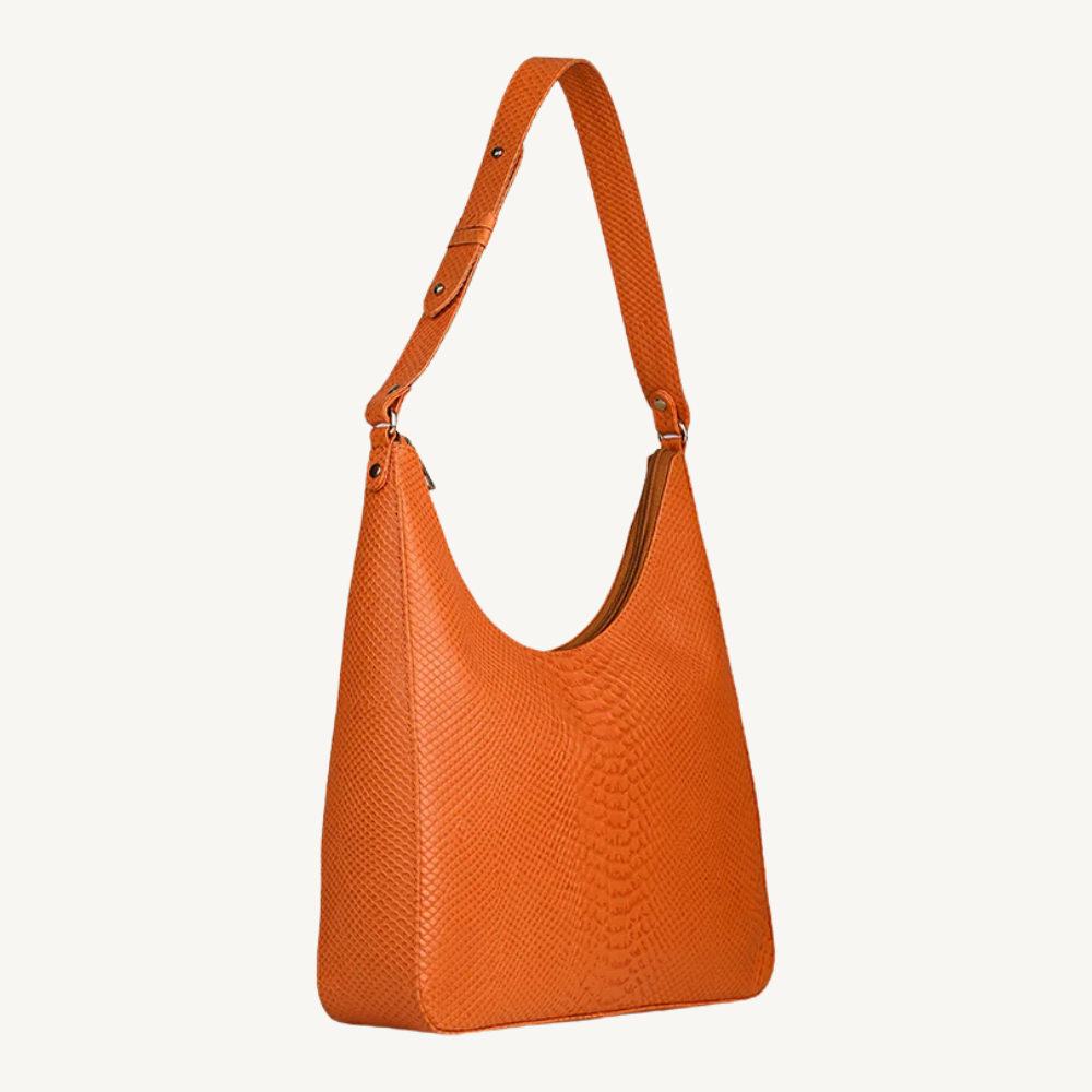 The Orange Textured Leather Hobo Bag
