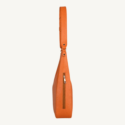 The Orange Textured Leather Hobo Bag