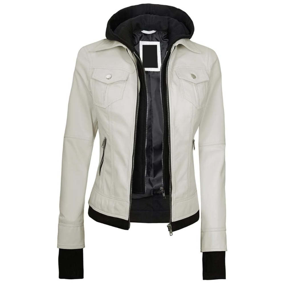 White Finesse Bomber Hooded Jacket