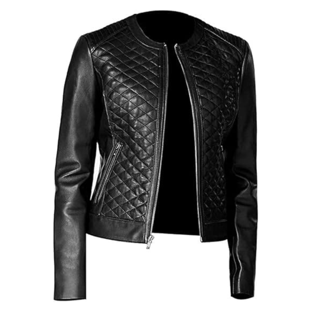 Women's Black Quilted Sheepskin Jacket
