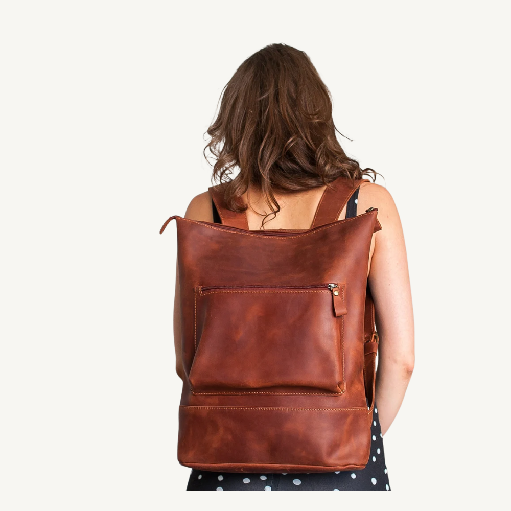Women's Vintage Full-Grain Leather Daypack Rucksack