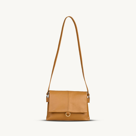Yellow Tan City Flap Crossbody
